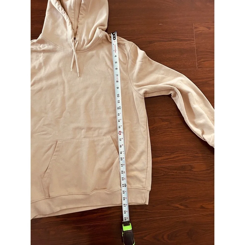 H & M Relaxed Fit Hoodie Mens M Medium Beige Tan Pullover Sweatshirt College - Picture 6 of 11